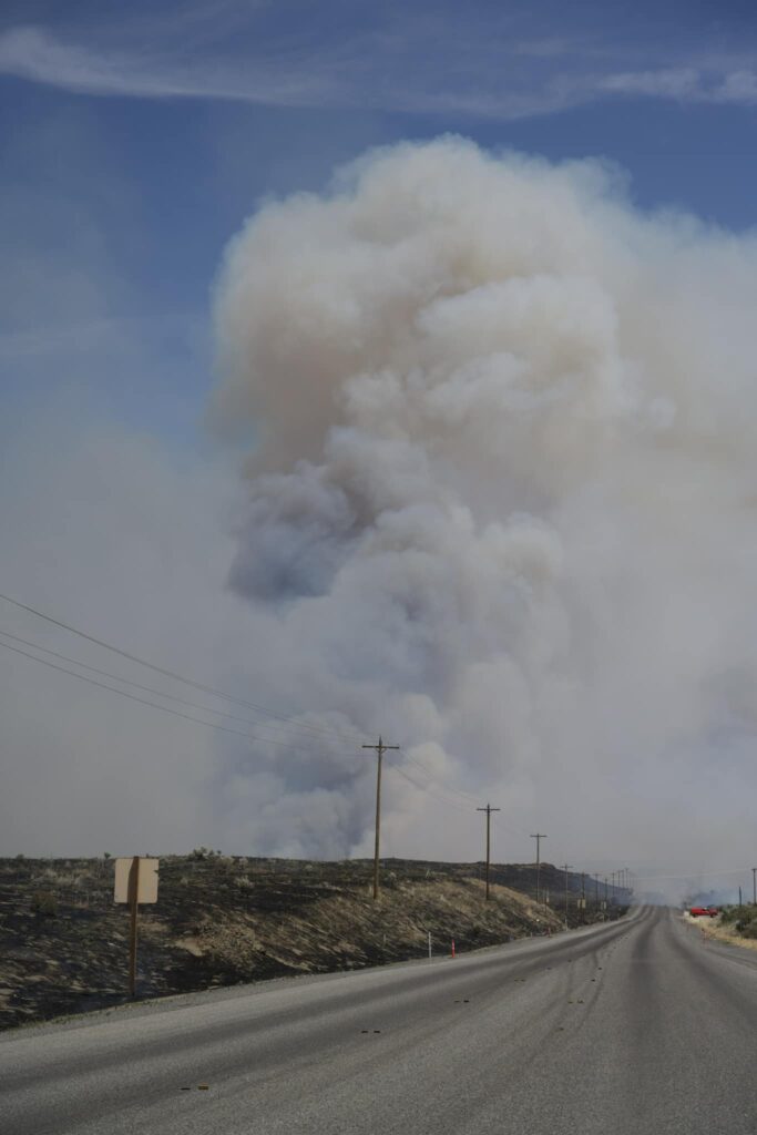 Hat Rock fire smoke plume on June 13, 2023.