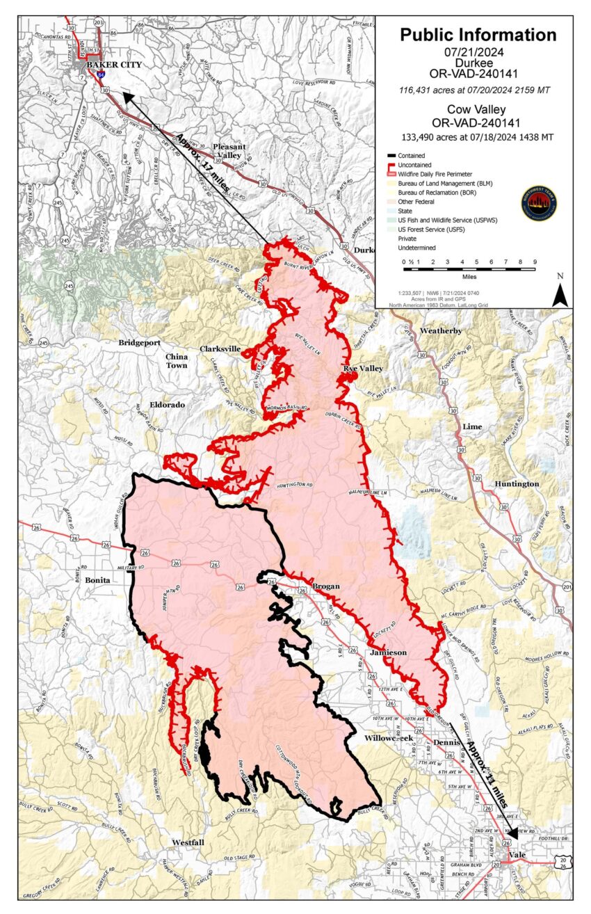 Durkee Fire 116,431 acres, zero percent contained, OSFM mobilizes task ...