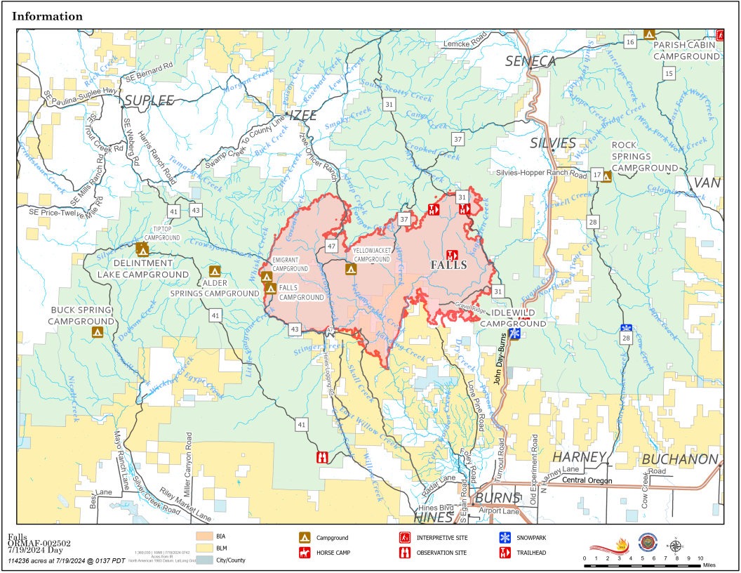 Work on Falls Fire continues, 10 percent contained – OREGON STATE FIRE ...