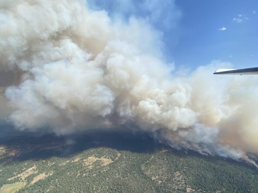 Aerial view of the Falls Fire in Harney and Grant counties