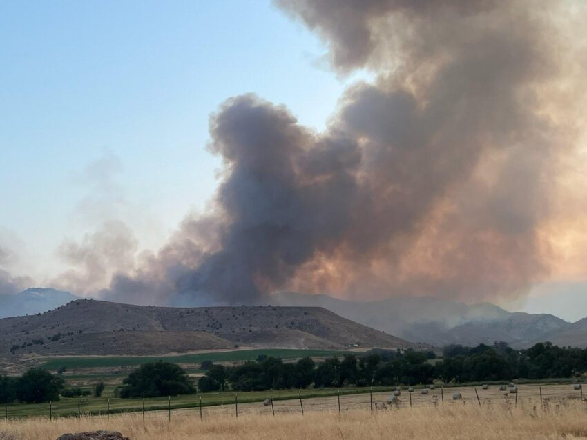 Smoke rising from the Durkee Fire in Baker and Malheur counties