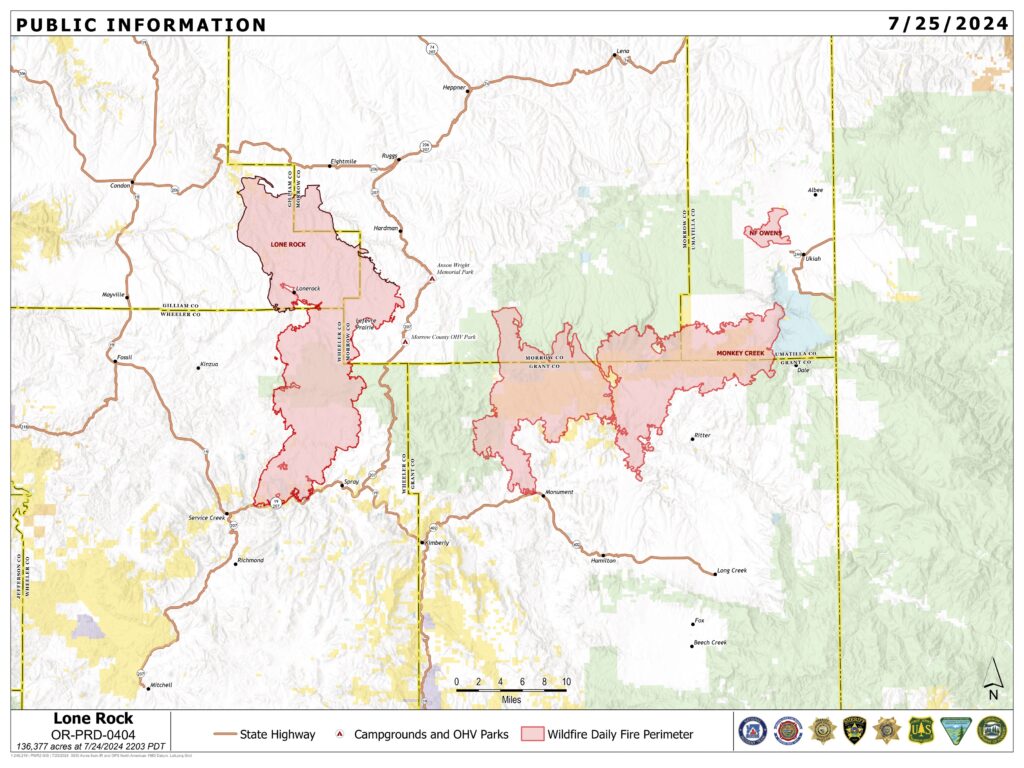 Map of the Lone Rock Fire