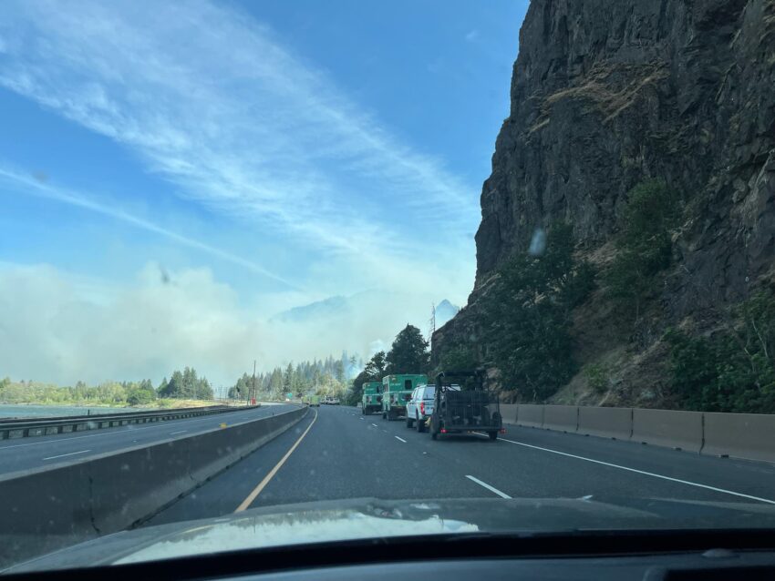 Photo of the Rowena Fire from the road.
