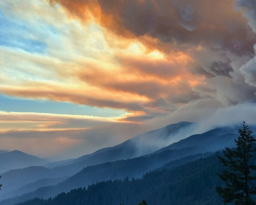 smoke rising from the hillside in southwest Oregon